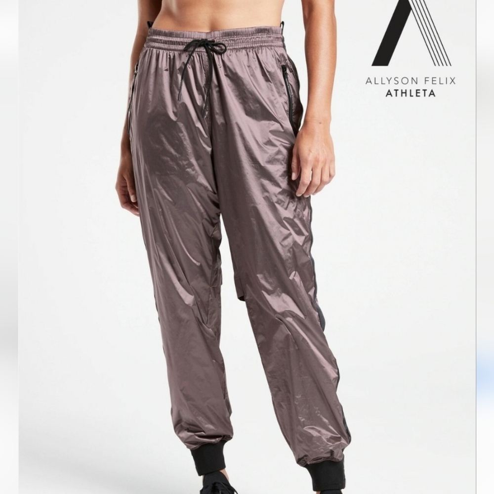 Allyson Felix X Athleta Legend Luxe Track Pant Floral Mauve Metallic XS